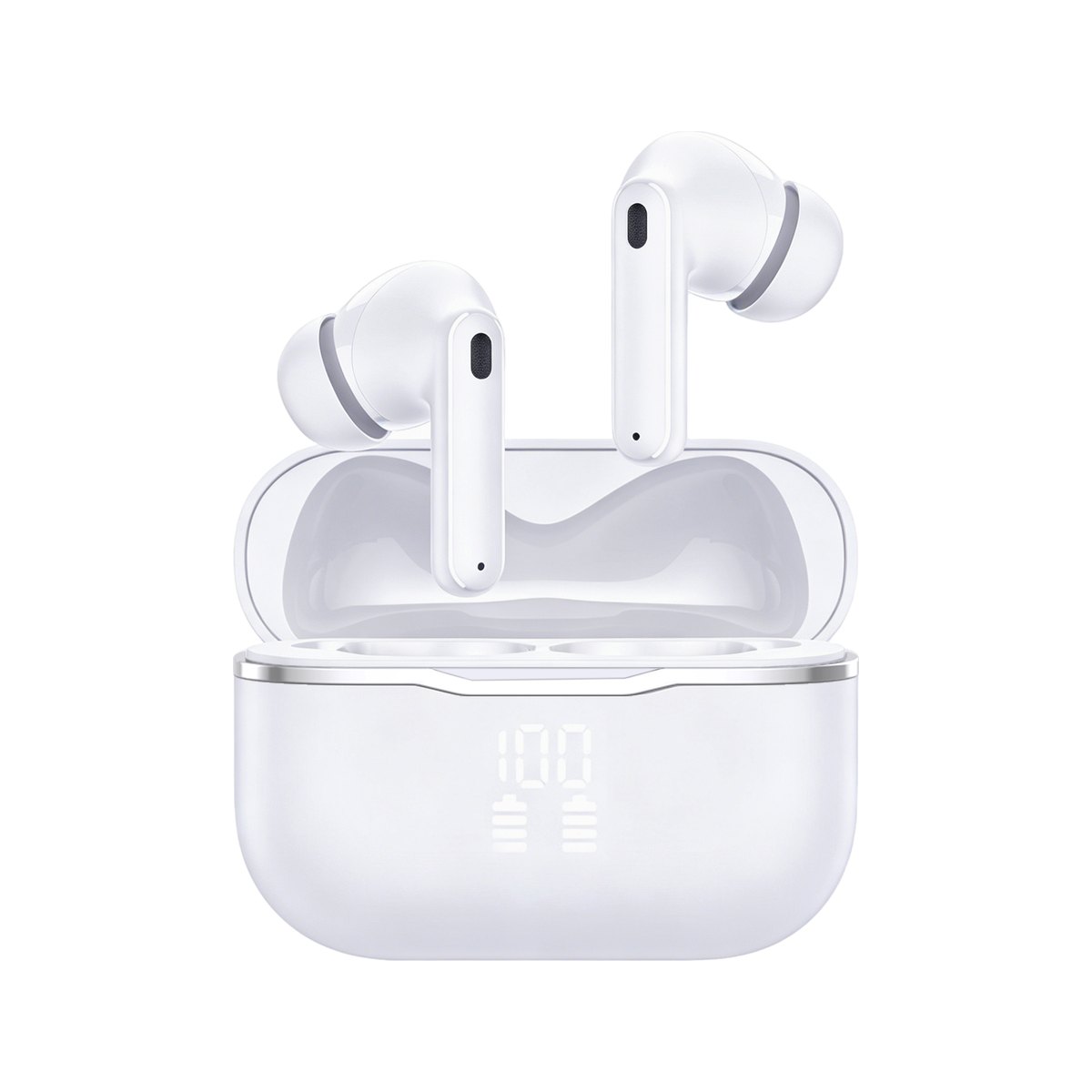 True wireless earbuds with long battery life, white