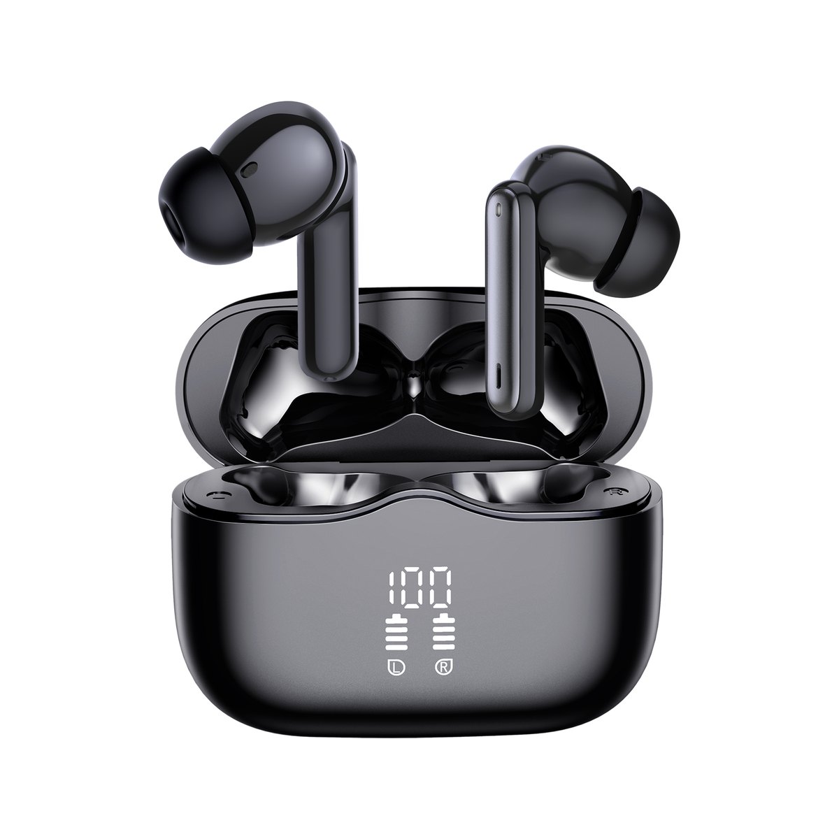 True wireless earbuds with noise cancelling, black